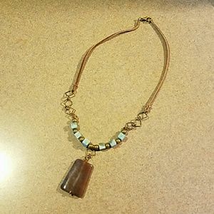 Leather and turquoise necklace