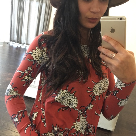 1 LEFT! Terra-cotta Floral Swing Dress - Picture 3 of 4