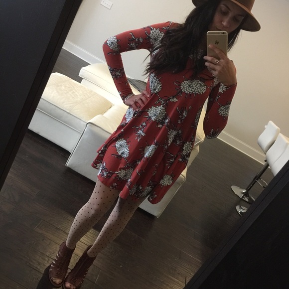 1 LEFT! Terra-cotta Floral Swing Dress - Picture 4 of 4