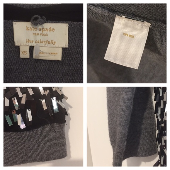 ♠️ kate spade ♠️ gray wool cardigan with sequins - Picture 4 of 4