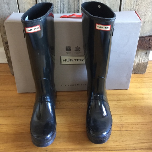 Women's hunter original gloss black 10 m rain boot