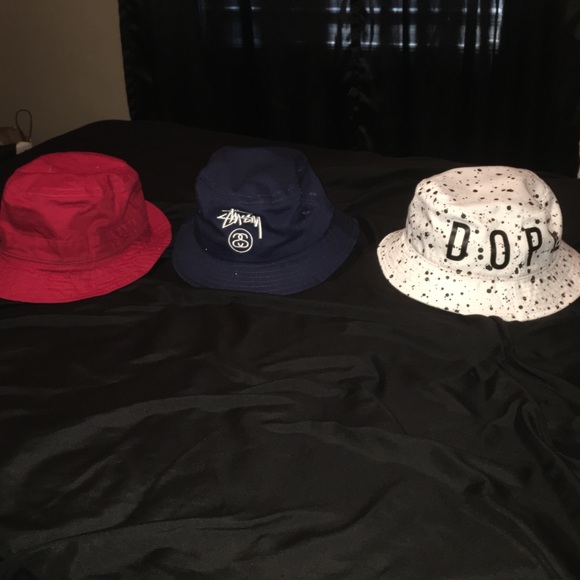 Bundle ,Red chuck bucket, blue stussy  white dope