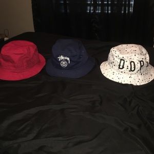 Bundle ,Red chuck bucket, blue stussy  white dope