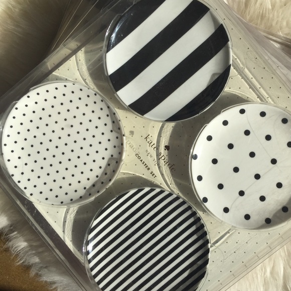 Kate Spade black and white melamine coaster set
