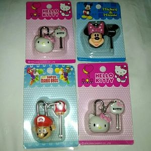 Hello kitty, Minnie mouse, Super Mario LOCKS