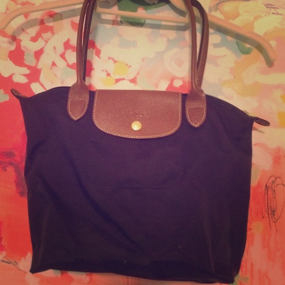 Aubergine longchamp shoulder bag small