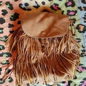 Faux Leather Fringe Bag