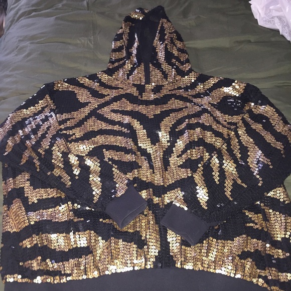 Gold & Black Sequined Hoodie