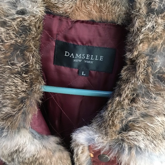 Burgundy Jean jacket with fur lined collar and sleeves_1 - Picture 3 of 4