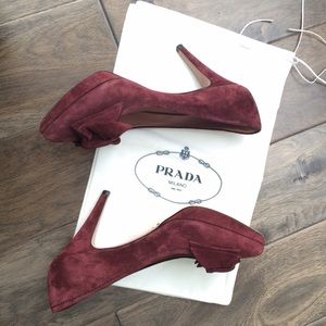 Burgundy suede Prada pumps - on trend & authentic!