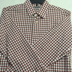 Boys Orange & Black Plaid Shirt