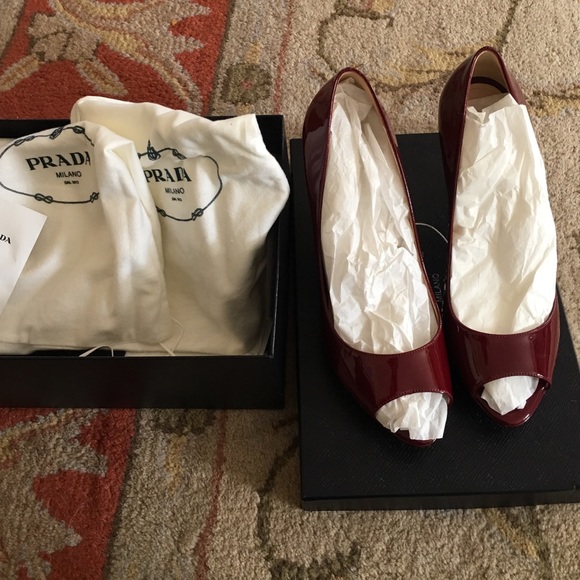 Red Prada peep toe heels size 40