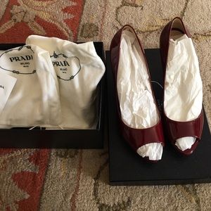 Red Prada peep toe heels size 40