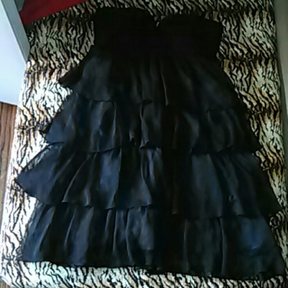 Strapless black layered dress