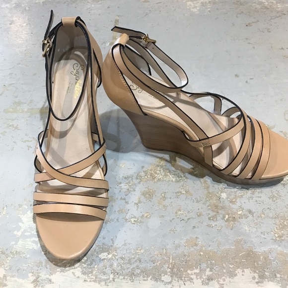 Leather strappy wedges!