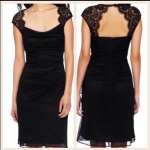 Black lace back cocktail dress