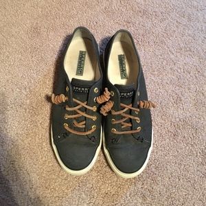 Navy blue sperry sneakers