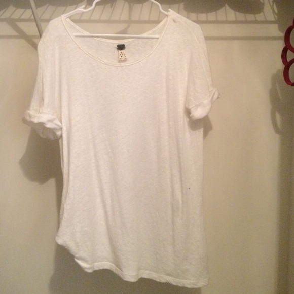 Free people scoop neck ivory linen/cotton tee