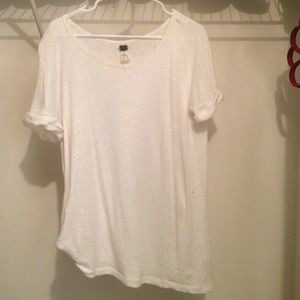 Free people scoop neck ivory linen/cotton tee