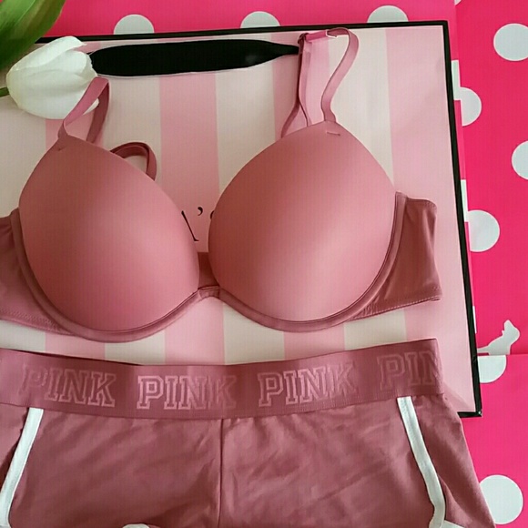 Beautiful Nwt Pink Vs Super Push-up Bra +Boyshort - Picture 2 of 2
