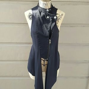 Diesel black moto vest with flowy front panels