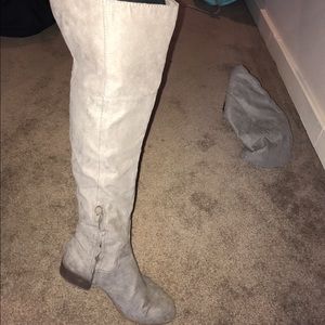 Over the knee taupe boots