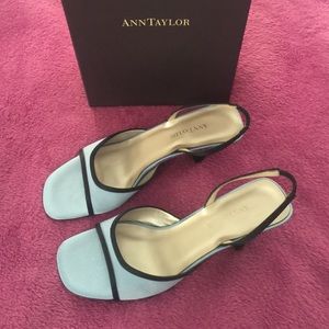 Ann Taylor blue satin sling back 8 M NEW