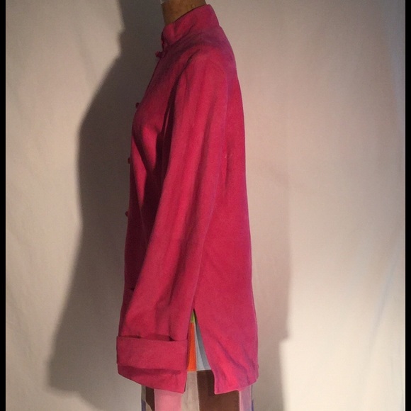 Shanghai Tang Fuchsia Suede Mandarin Collar Jacket - image 3