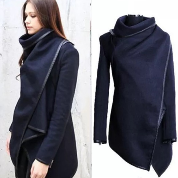 Navy Waterfall Long Sleeve Jacket