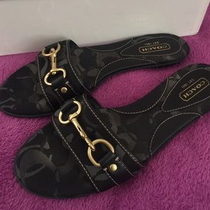 Coach black logo mules slides 8.5 New
