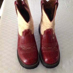 Two tone leather cowboy boots