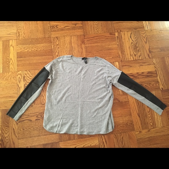 Bloomingdales aqua faux leather sweater