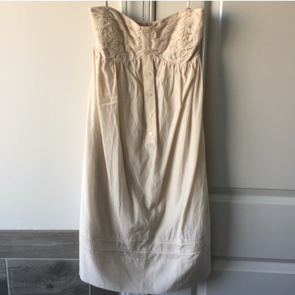 Ivory Button Strapless Dress