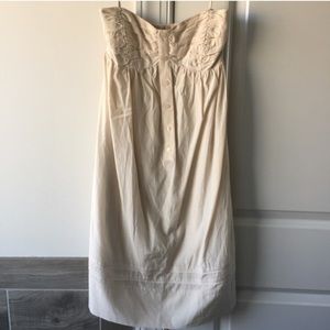 Ivory Button Strapless Dress