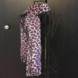 Purple Leopard  Fleece Scarf, Hat and Gloves Set