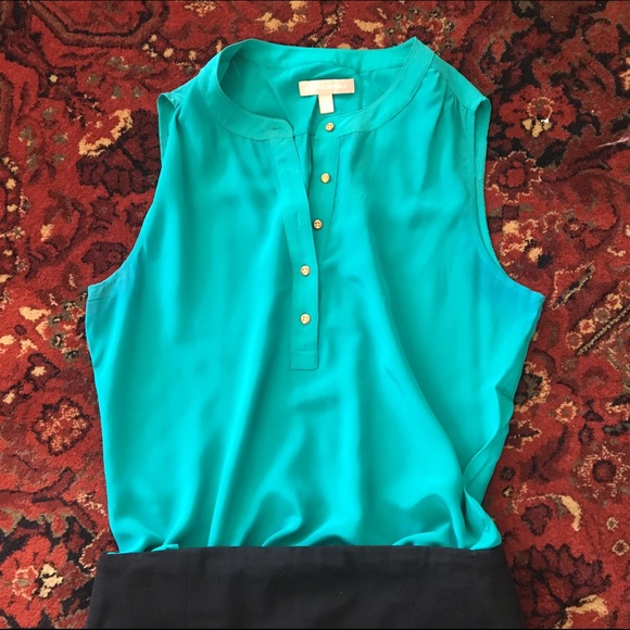 Banana Silk Tank Shell with Brass Buttons