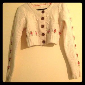 Anthropologie floral cropped wool cardigan size M
