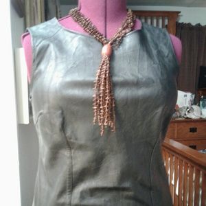 CAbi Fleather Zipped fitted top.