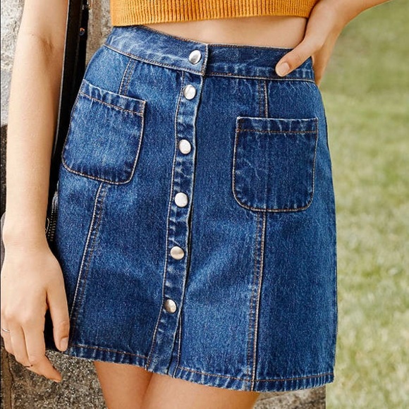 BDG Denim Button-Front Skirt