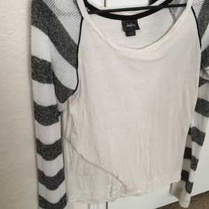 Creme with striped sleeves