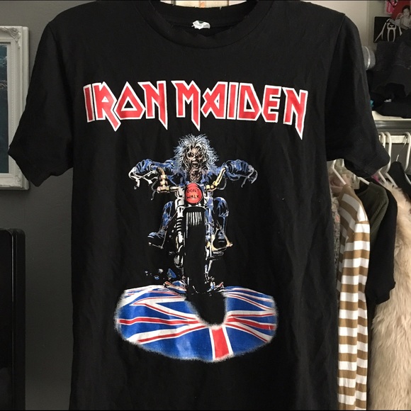 Iron Maiden shirt distressed neck