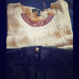 Cream Long Sleeve Knit Top
