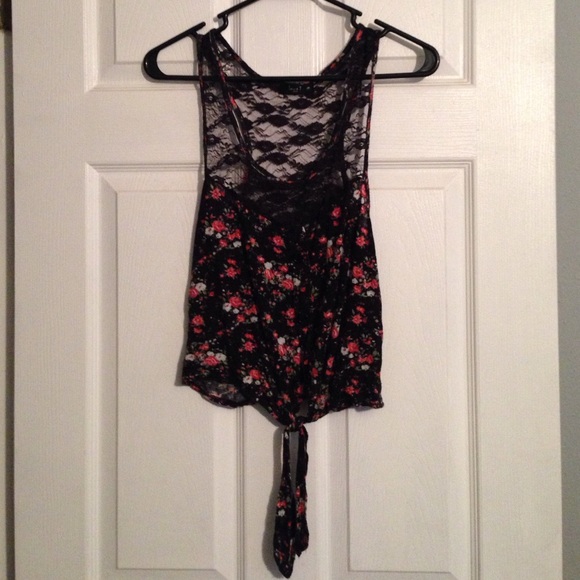 Lace and Floral Print Top