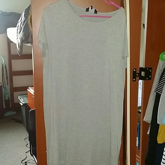 Grey t-shirt dress.
