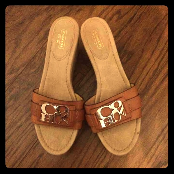 Coach leather wedges size 9. Only worn twice.