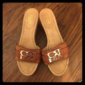 Coach leather wedges size 9. Only worn twice.