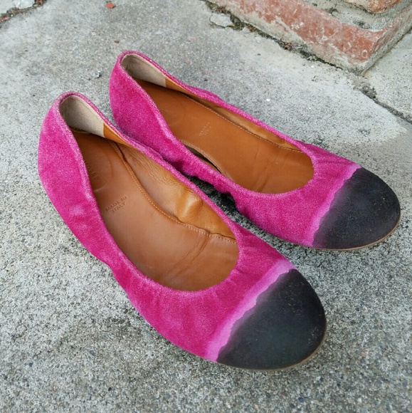 Anthropologie pink suede ballet flats