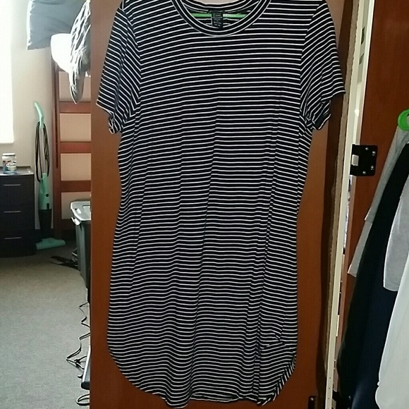Black and white striped shirt dress