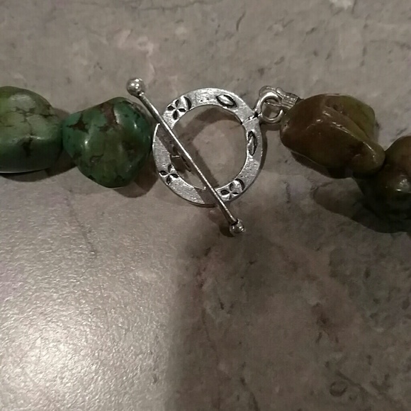 💜 BEADED TURQUOISE NECKLACE STERLING SILVER CROSS - Picture 5 of 5