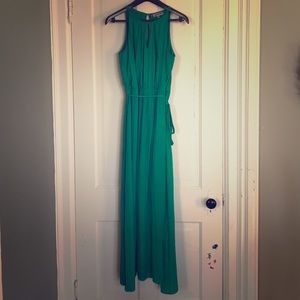 Green silk dress